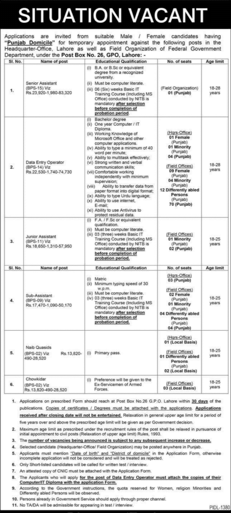 Federal Government Department Jobs