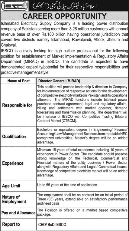 Islamabad Electric Supply Company Jobs