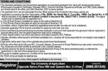 University Of Agricultural Jobs Application process 