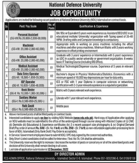 National Defence University Jobs Online Apply 1 National Defence University Jobs