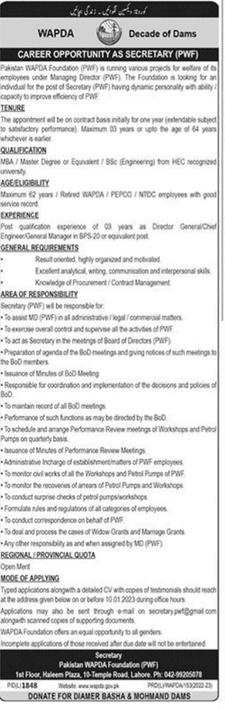 Pakistan Wapda Foundation Jobs Online Apply 1 Pakistan Wapda Foundation Jobs