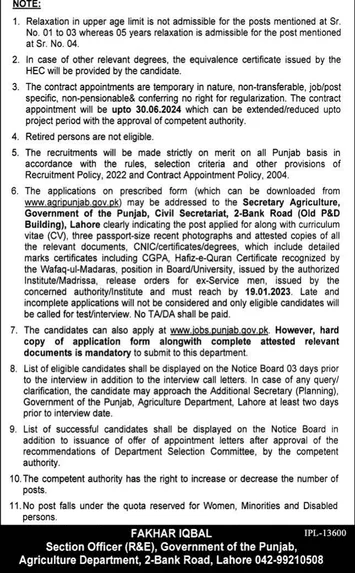 Punjab Agricultural Department Jobs 2025 (Barani Agricultural Institute Chakwal) 1 Punjab Agricultural Department Jobs