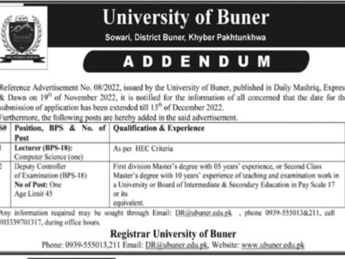 University-Of-Buner-Jobs-Online-Application