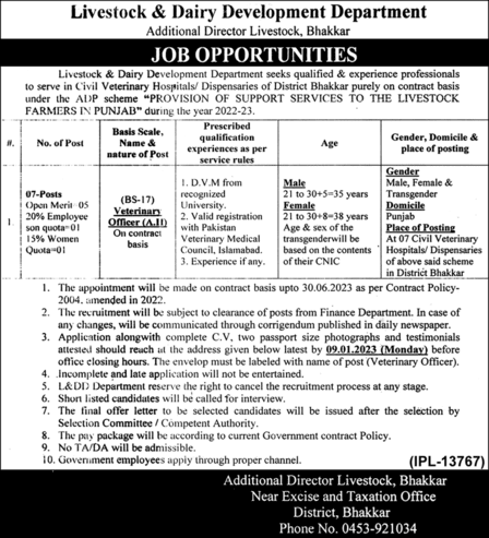 Livestock And Dairy Development Department Jobs