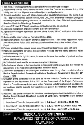 Rawalpindi Institute Of Cardiology Jobs 2023