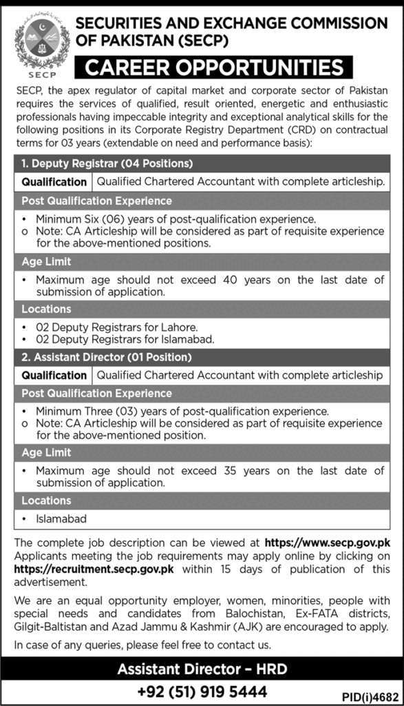 Securities And Exchange Commission Of Pakistan Jobs