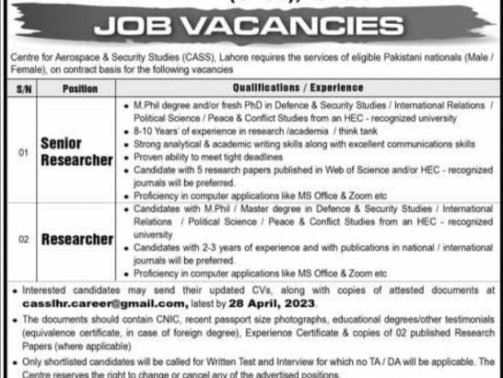 Centre-For-Aerospace-And-Security-Studies-Jobs