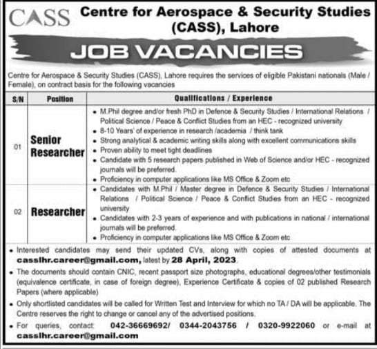 Centre-For-Aerospace-And-Security-Studies-Jobs