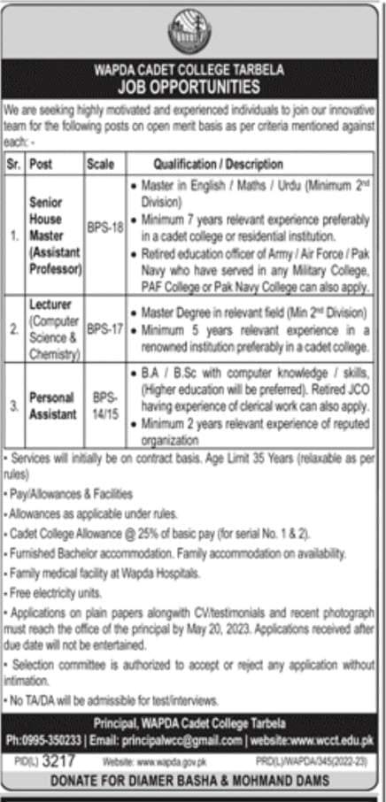 WAPDA-Cadet-College-Tarbela-Jobs