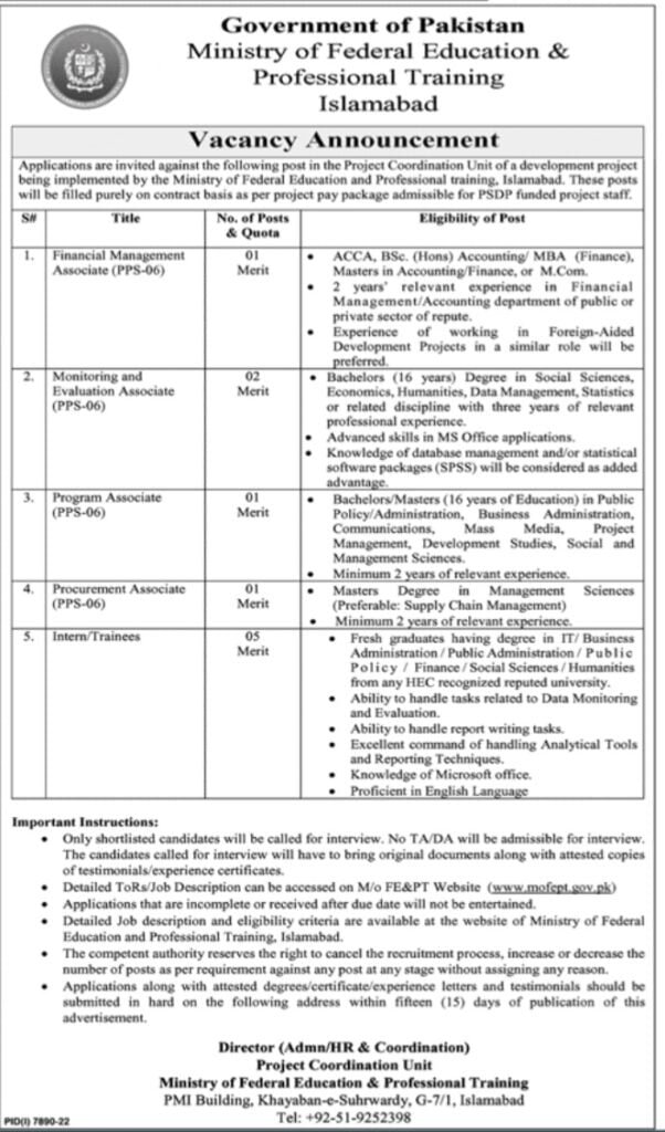 Ministry Of Federal Education And Professional Training Jobs