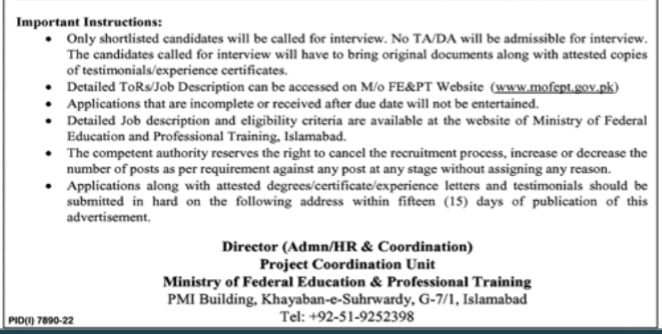 Ministry Of Federal Education And Professional Training Jobs Application process 