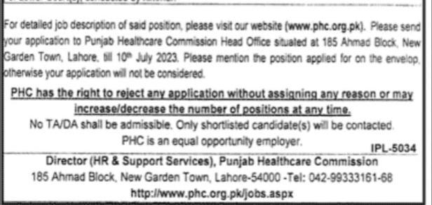 Punjab Health Care Commission Jobs Application process Punjab Health Care Commission Jobs Application process