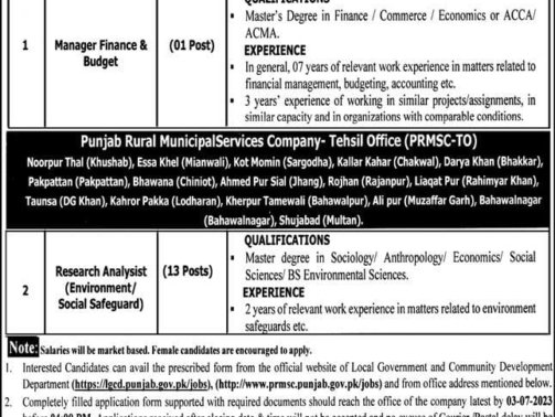 Punjab-Rural-Municipal-Services-Company-Jobs