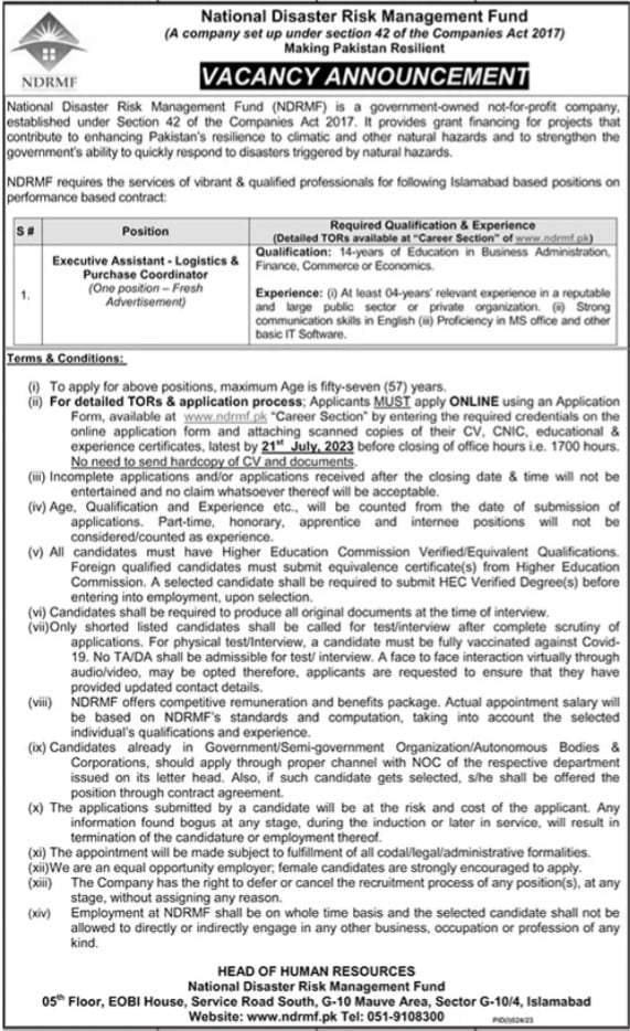 National Disaster Risk Management Fund Jobs