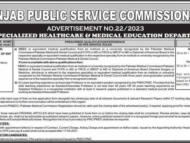 PPSC-ENT-Professor-Punjab-Health-Department-Jobs 1