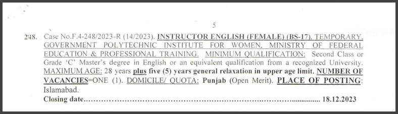 FPSC-Lecturer-English-Jobs-For-Female