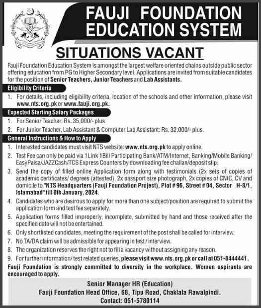 Fauji-Foundation-Jobs-For-Teaching-Faculty-Rawalpindi