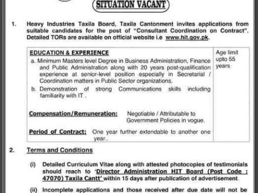 Heavy-Industries-Taxila-Jobs-(Consultant-Coordination)