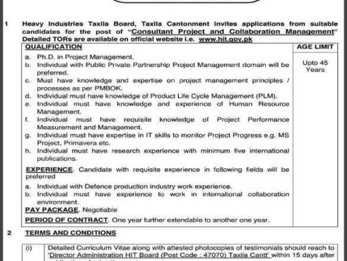 Jobs-In-Wah-Cantt-Taxila-(Ministry-Of-Defence)