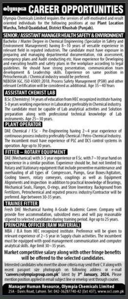 Jobs-Lahore-[Olympia-Chemicals-Lahore]