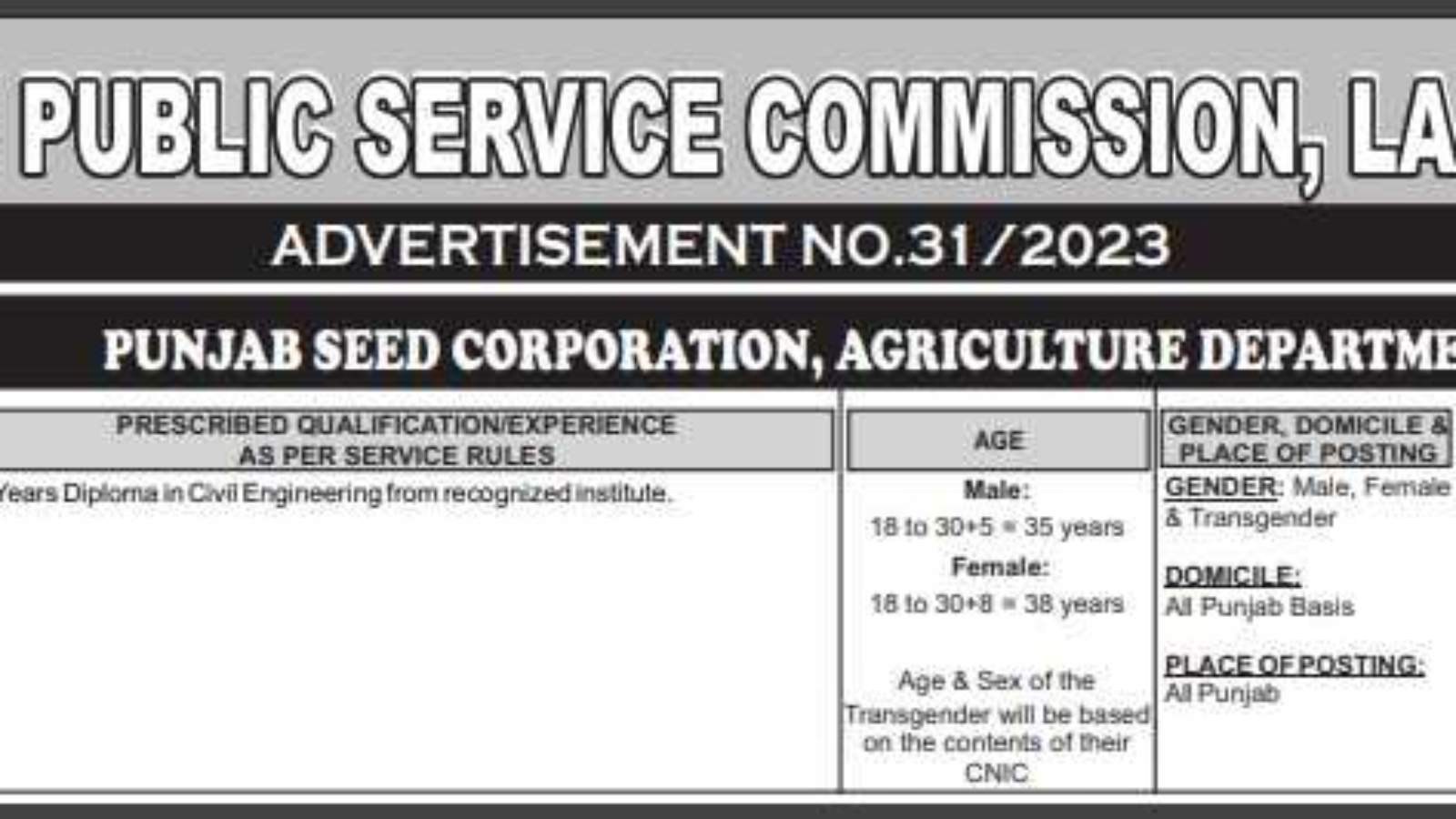 New-Government-Jobs-In-Punjab-(Sub-Engineer-BS-16)-[Punjab-Seed-Corporation]