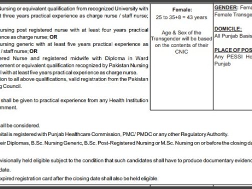 PPSC Head-Nurse-Jobs-In-Punjab-Social-Security-Hospital