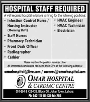 Private-Hospital-Jobs-In-Lahore-[Omar-Hospital-Lahore]