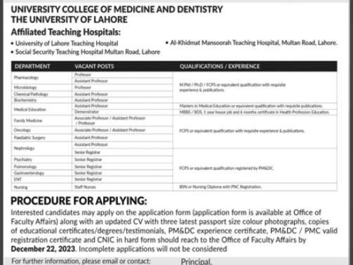 Private-Teaching-Hospital-Jobs-In-Lahore-(University-Of-Lahore)