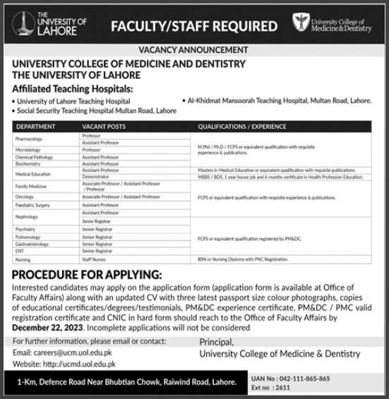 Private-Teaching-Hospital-Jobs-In-Lahore-(University-Of-Lahore)