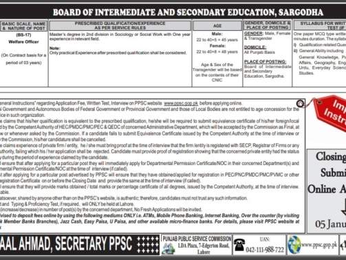 Today-PPSC-Jobs-2024-(Welfare-Officer-BS-17)