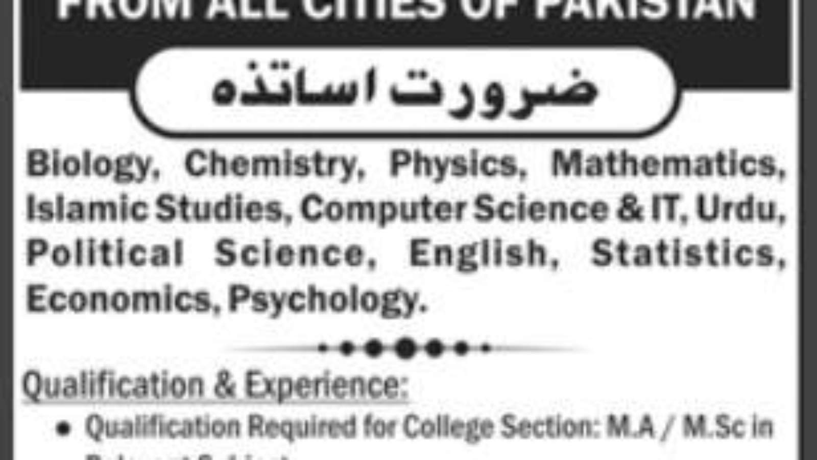 Teaching-Jobs-In-Pakistan-Lahore