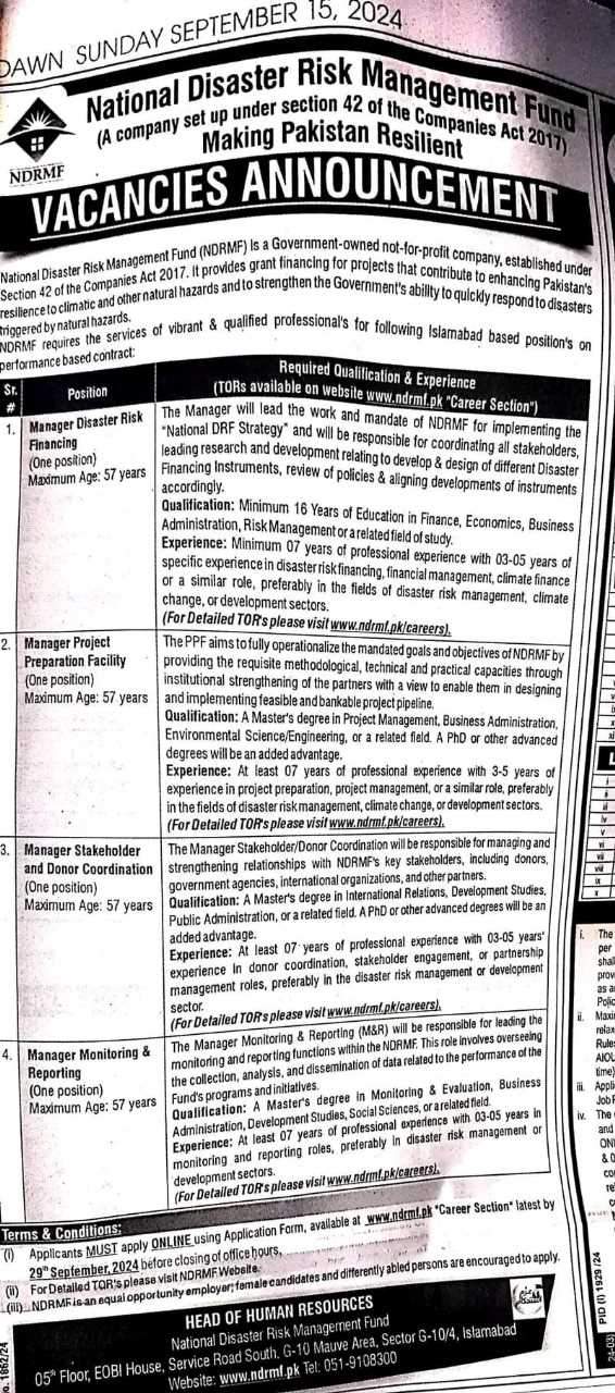 National-Disaster-Risk-Management-Fund-Jobs-Advertisement