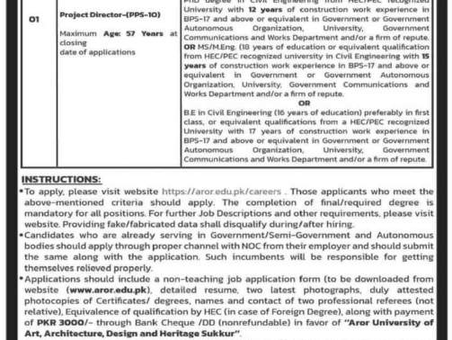 Project-Director-Jobs-At-Aror-University-Latest-Advertisement