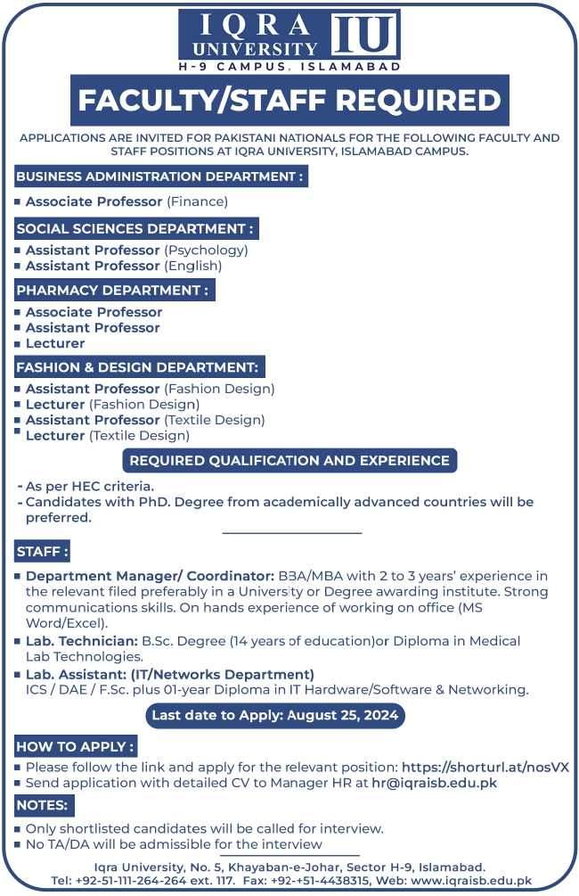 Iqra-University-Jobs-(10-New-Vacancies)-Jobs-In-Iqra-University