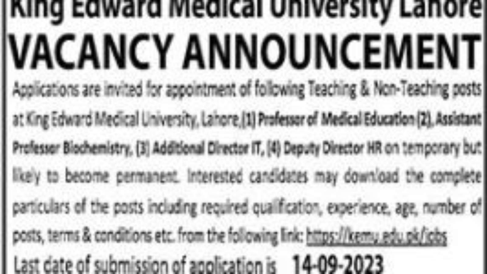 King-Edward-Medical-University-Jobs-KEMU-Jobs