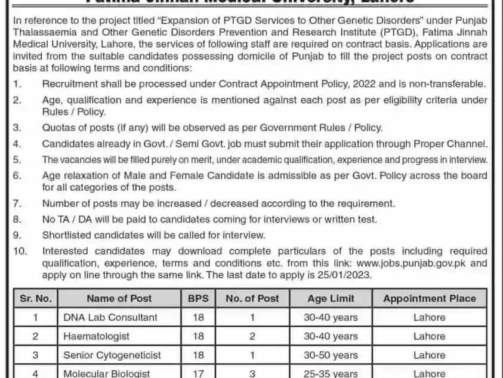 Latest-Jobs-At-FJMU-(Fatima-Jinnah-Medical-University)-FJMU-Jobs