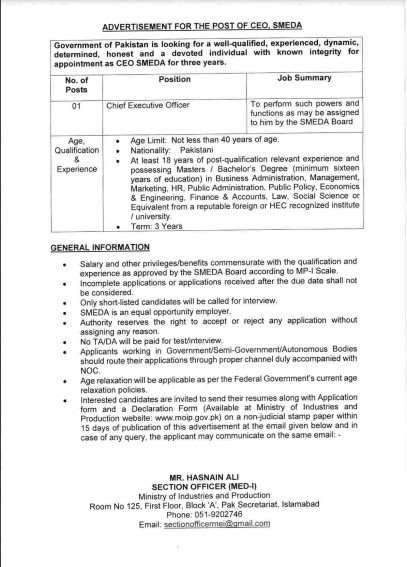 Ministry-Of-Industries-&-Production-Jobs-Advertisement