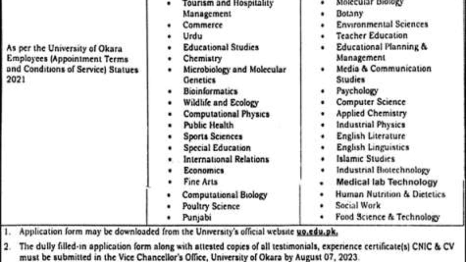 Visiting-Lecturer-Jobs-(At-University-Of-Okara)-University-Of-Okara-Jobs