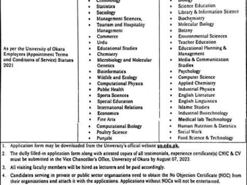 Visiting-Lecturer-Jobs-(At-University-Of-Okara)-University-Of-Okara-Jobs