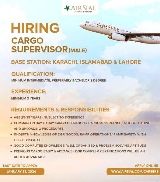 Airline-Jobs-In-Pakistan-Cargo-Supervisor